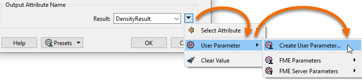 Setting Result to a User Parameter